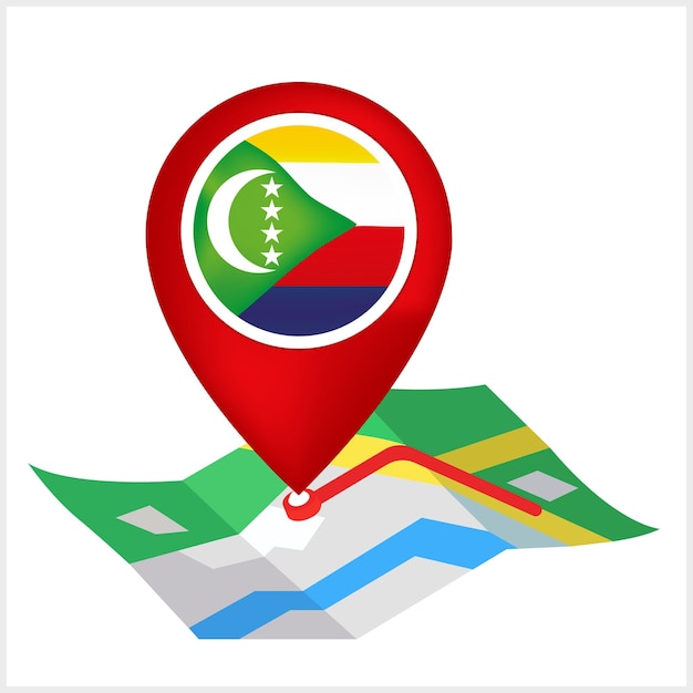 Comoros Flag and Locaiton Symbol Design