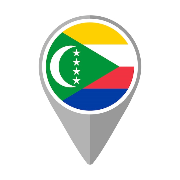 Comoros Flag on Location Pin