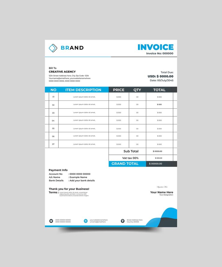 Vector company business clean modern corporate creative invoice design template