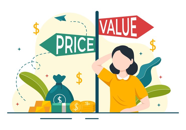 Vector compare prices vector illustration of inflation in economy with price and value goods