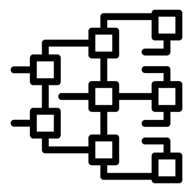 Complex algorithm scheme with squares representing data being processed