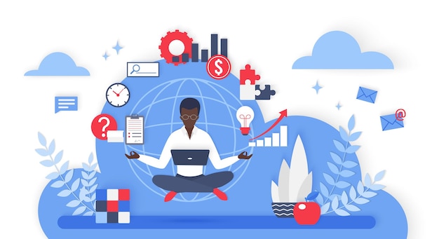 Complicated workload multitasking and time management tiny multitask entrepreneur