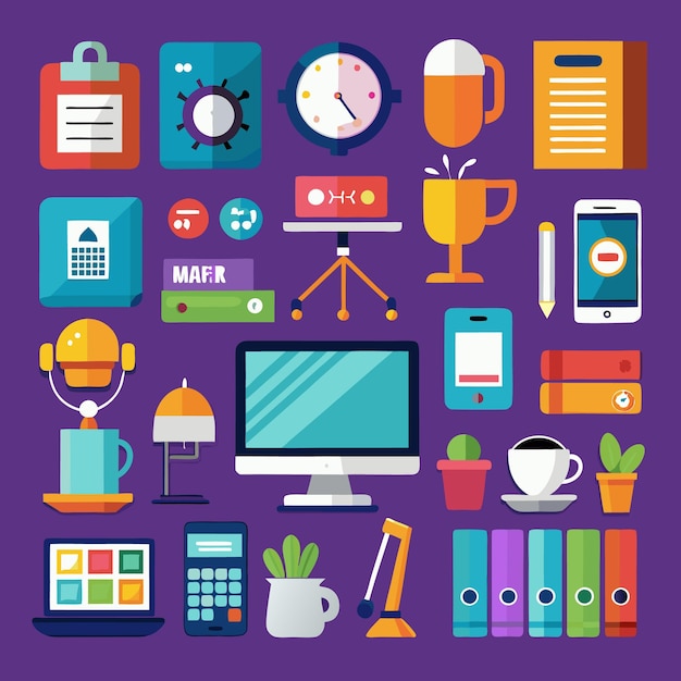 Comprehensive Office Icon Set Streamline Your Business and Work Flow