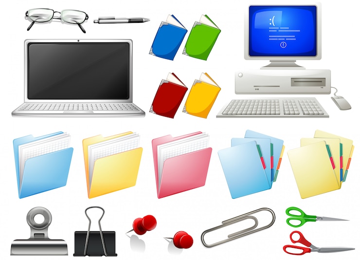Vector computer and office objects