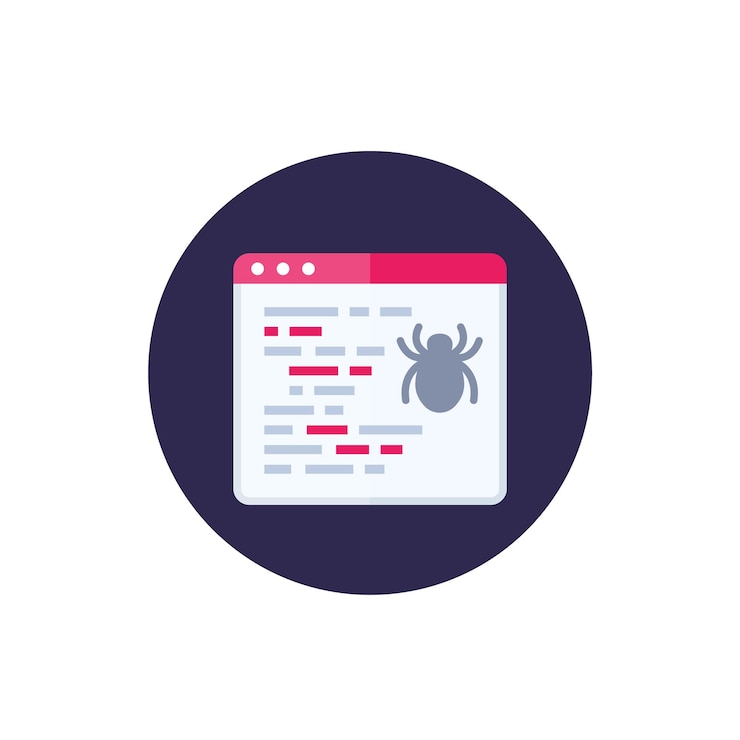 Vector computer bug icon flat vector
