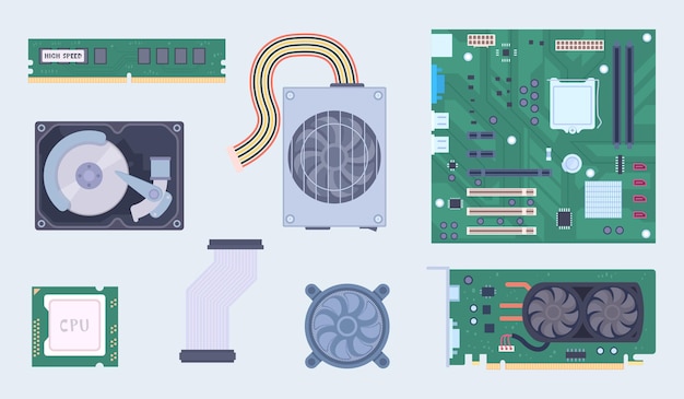 Computer components Electric diy controllers for circuit board different semiconductors exact vector pc items