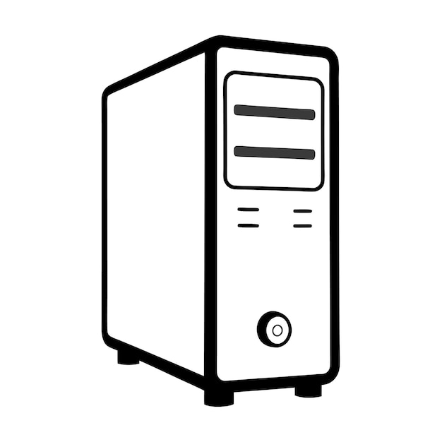 Computer Hardware Components Parts and Devices Featuring Computer Cabinet Case Vector Style Illustra