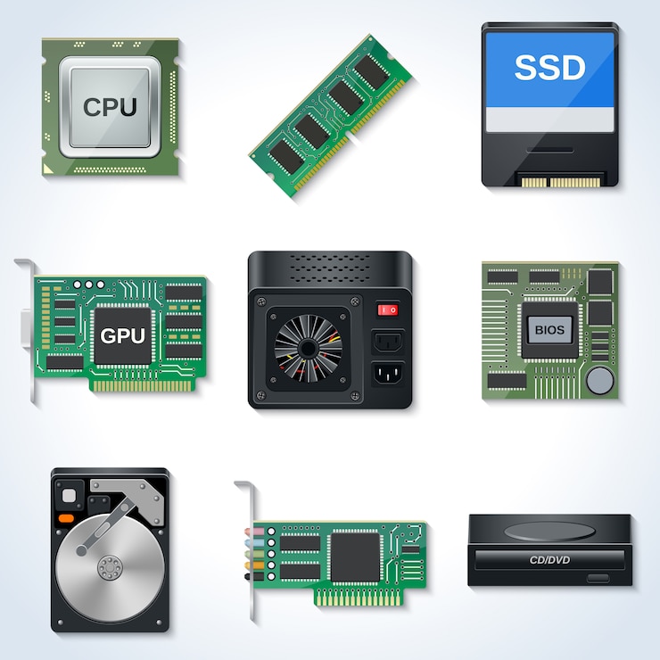 Vector computer hardware vector icons collection