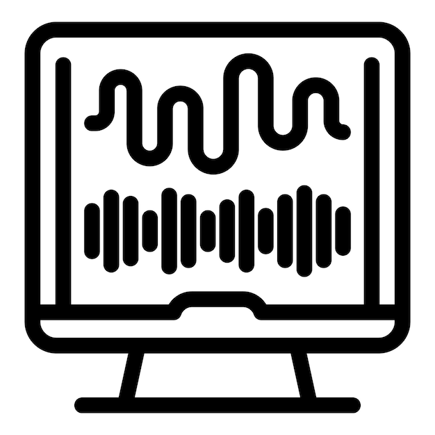 computer monitor displaying sound waveform icon