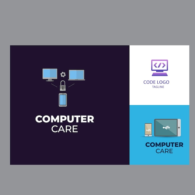 Computer monitor logo collection with technology concept for internet symbol
