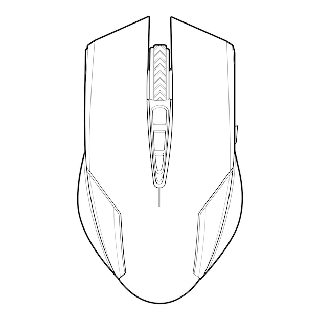 computer mouse outline drawing vector computer mouse in a sketch style computer mouse training template outline vector illustration