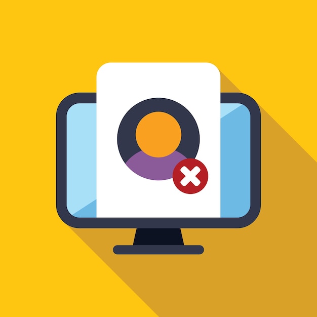 computer showing user profile being deleted on yellow background