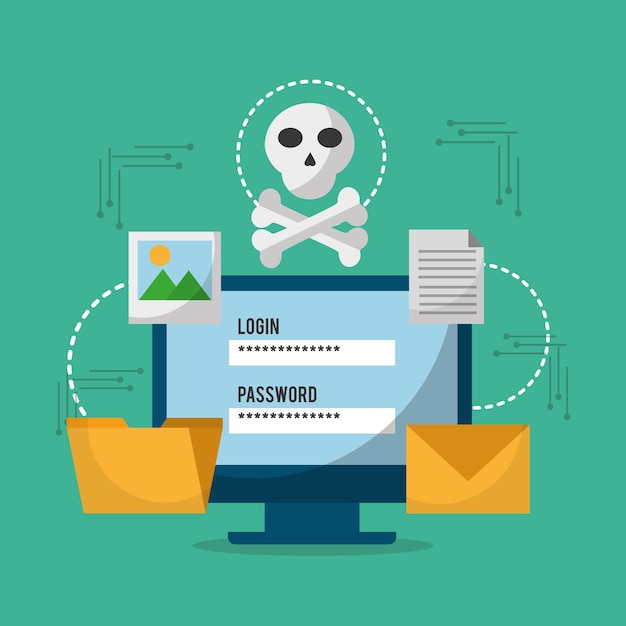 Computer technology login password skull danger file email
