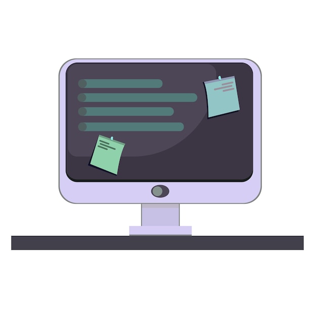 computer with documents and speech bubble social media technology sticky computer