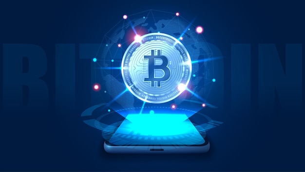concept art of a pile of bitcoin. vector illustrator