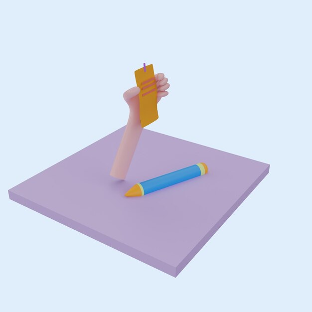 Concept of computer work text typing posting Realistic 3d object cartoon style