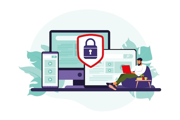 Concept of protecting computer data. General data security. Personal information protection.