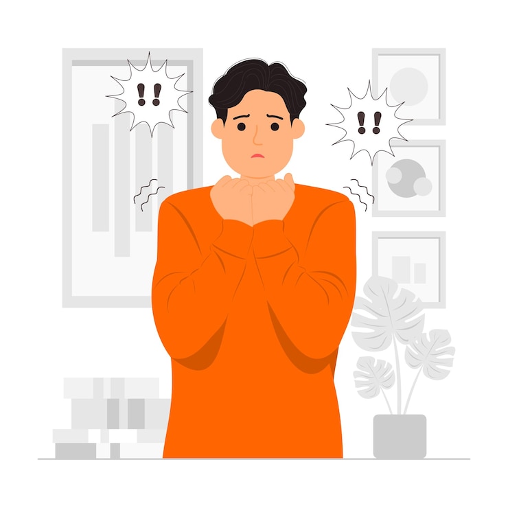 Vector concept scared man illustration