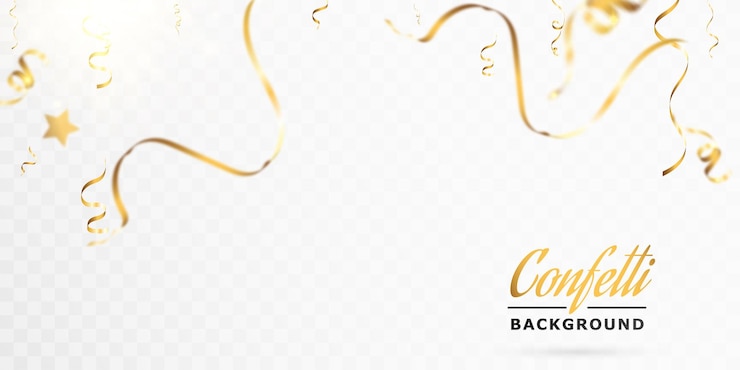 Confetti backgroundBirthdayanniversarycelebration bannerFalling shiny golden confetti