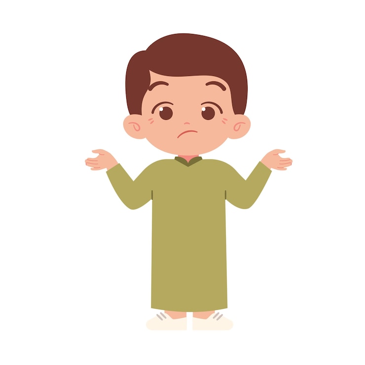 Vector confused muslim boy kid