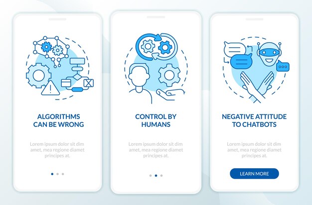 cons of ai marketing blue onboarding mobile app screen