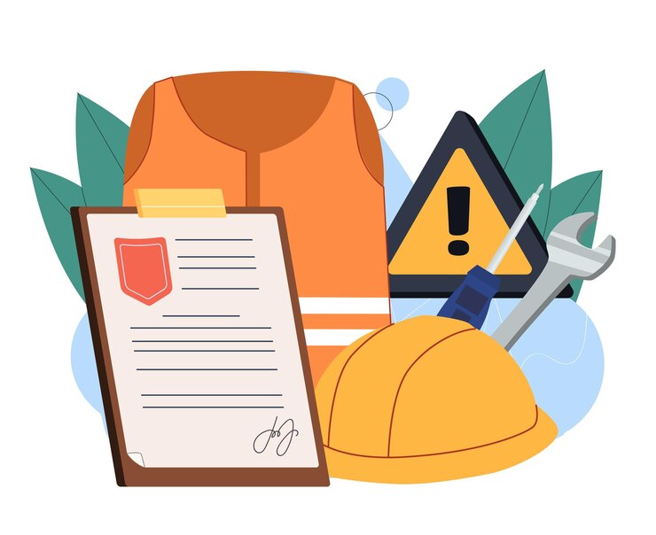 Vector construction equipment concept construction worker uniform hardhat wrench and screwdriver renovation