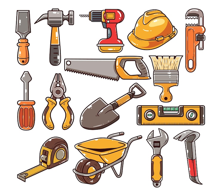 Vector construction equipments element vector illustration set