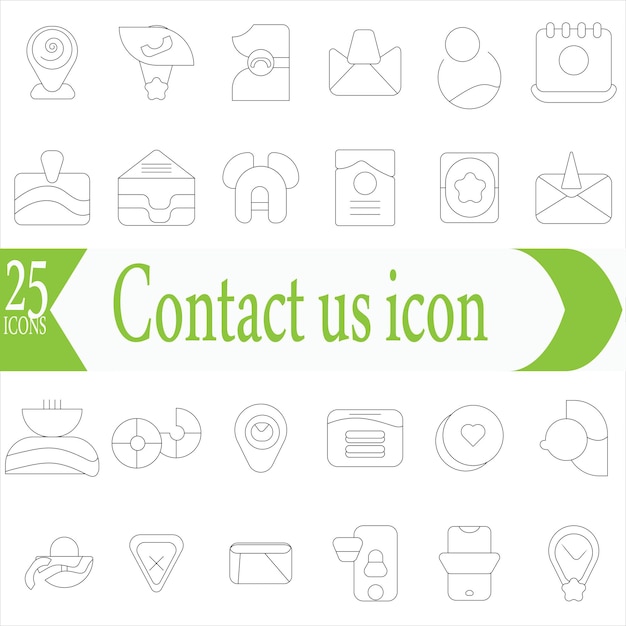 Contact us icon collection set Containing phone email chat location smartphone conversation calendar icon Simple line vector