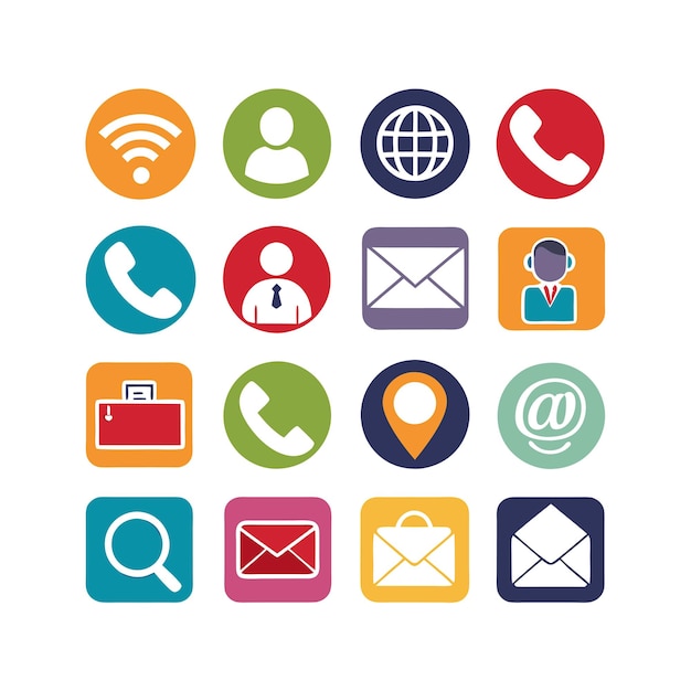 contact us icon set collection vector illustration for websites and mobile applications