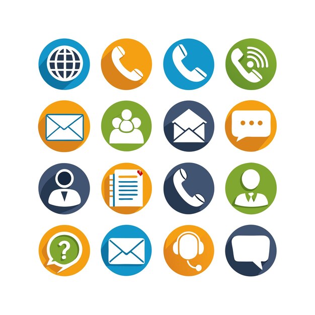 contact us icon set collection vector illustration for websites and mobile applications