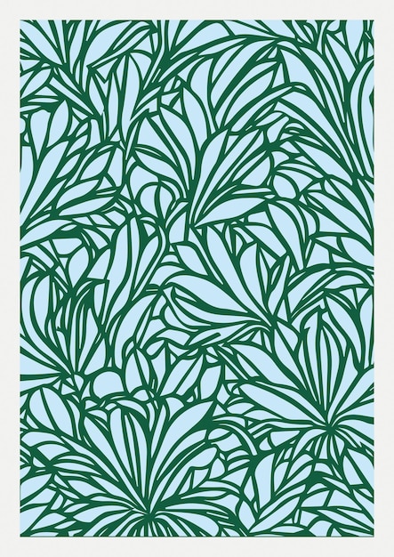 Contemporary Botanical Shapes Floral Pattern Cut Outs Leaves Print