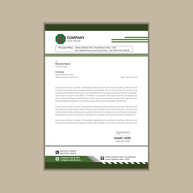 Contemporary Corporate Letterhead A Minimalistic and Clean Design for Your Business