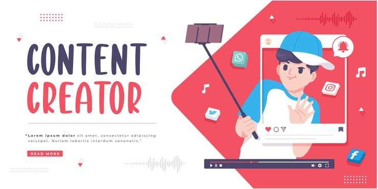 Vector content creator concept banner template