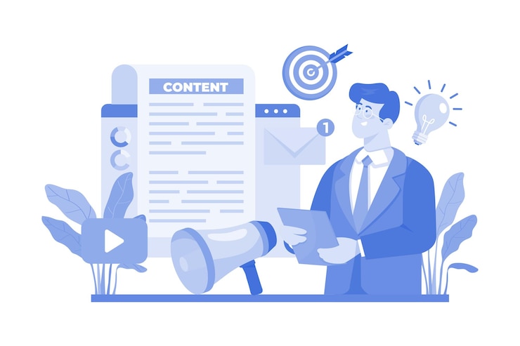 Vector content marketing manager illustration concept on white background