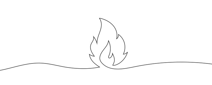 Continuous drawing of fire in one line Fire flame one line art vector illustration