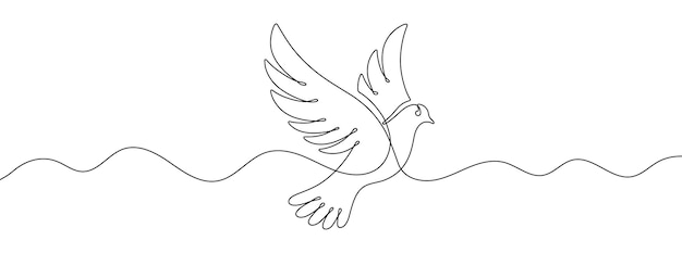 Continuous editable line drawing of pigeon Single line branch icon