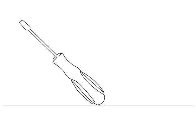 Continuous editable line drawing of screwdriver Single line screwdriver icon