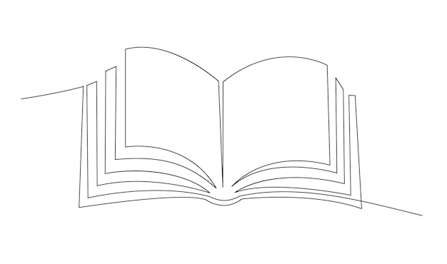continuous line art drawing of book opened book single line art drawing vector illustration
