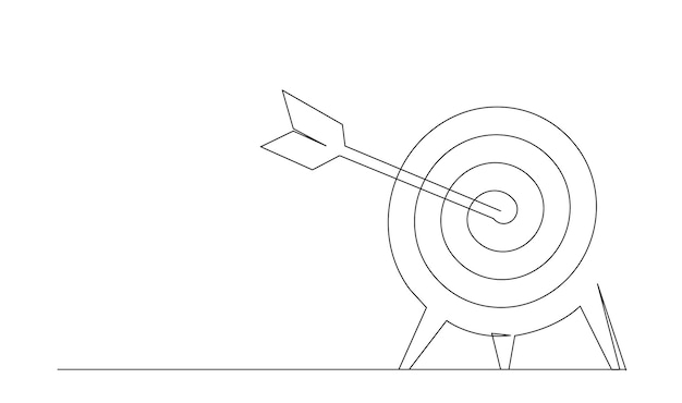 continuous line drawing of arrow in center of target design