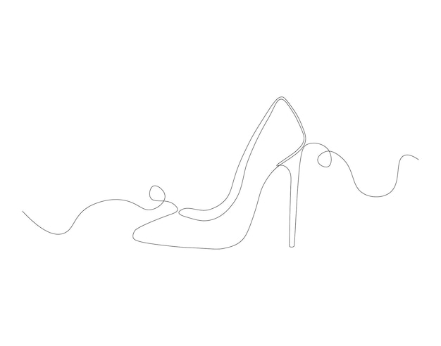Continuous line drawing of high heel One line of high heels female elegant shoe concept continuous line art Editable outline