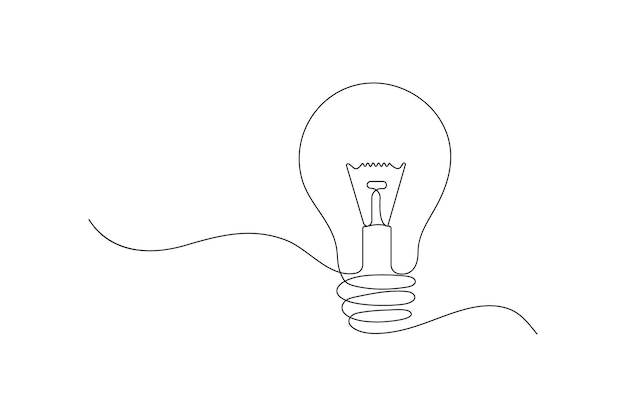 Continuous line drawing of light bulb