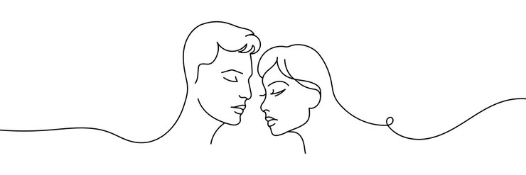 Continuous line woman and man showing love vector illustration isolated
