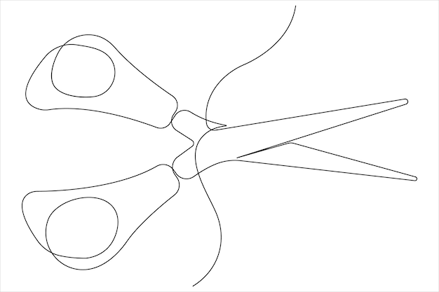Continuous one line art drawing of scissors vector illustration design
