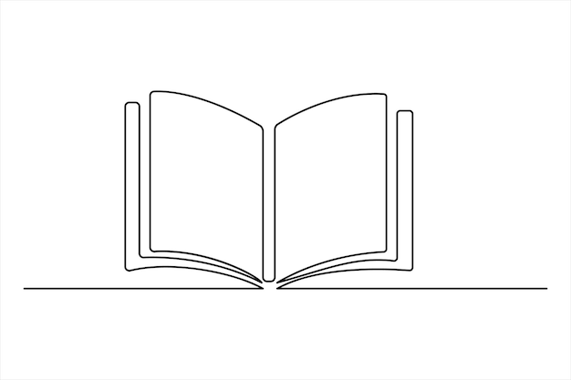 continuous one line drawing of a book icon outline vector illustration