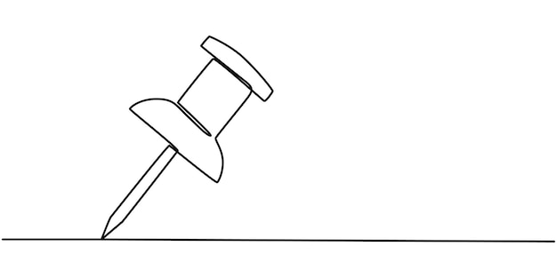 continuous one line drawing of a paper pin drawing pin vector illustration single line pushpin
