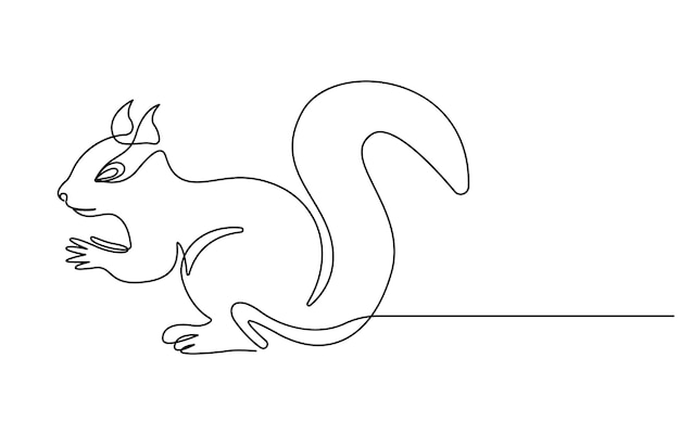 Continuous one line drawing of chipmunk Squirrel single line art vector illustration Squirrel