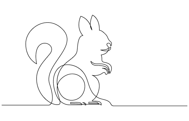Continuous one line drawing of chipmunk Squirrel single line art vector illustration Squirrel