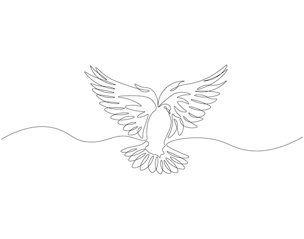 Continuous one line drawing of dove One line drawing illustration of pigeon Flying animal concept single line Editable outline