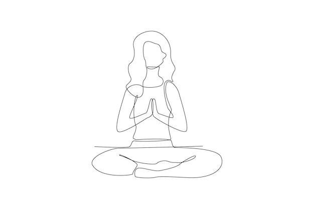 Continuous one line drawing Psychology World mental health day concept Doodle vector illustration