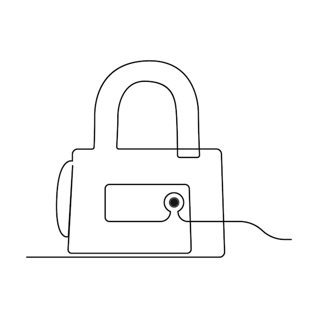 Continuous oneline art security padlock and privacy outline Padlockisolated vector illustration